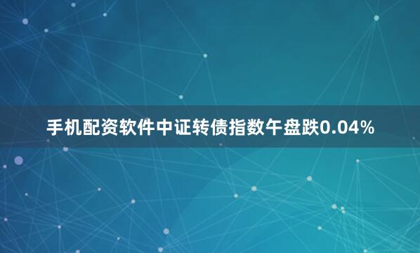 手机配资软件中证转债指数午盘跌0.04%